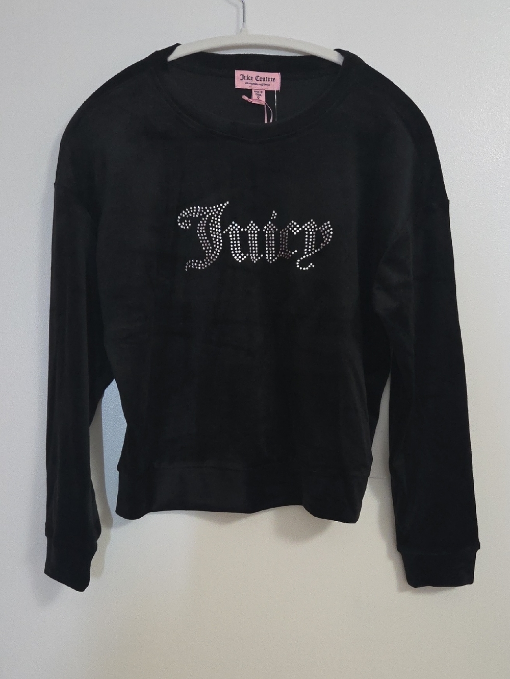 Juicy Couture Black Rhinestone 'Juicy' Crewneck Sweatshirt Small